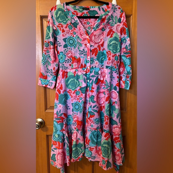 Talbots Vibrant Floral Long Sleeve Dress - Picture 5 of 5